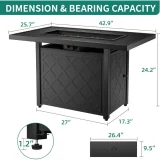 43 Inch Propane Fire Pit Table, 50,000 BTU